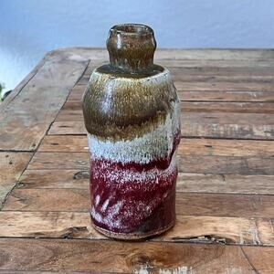 Studio Art Pottery Vase 7.5" Rustic Earthy Tones Textured Glaze Unique Modern